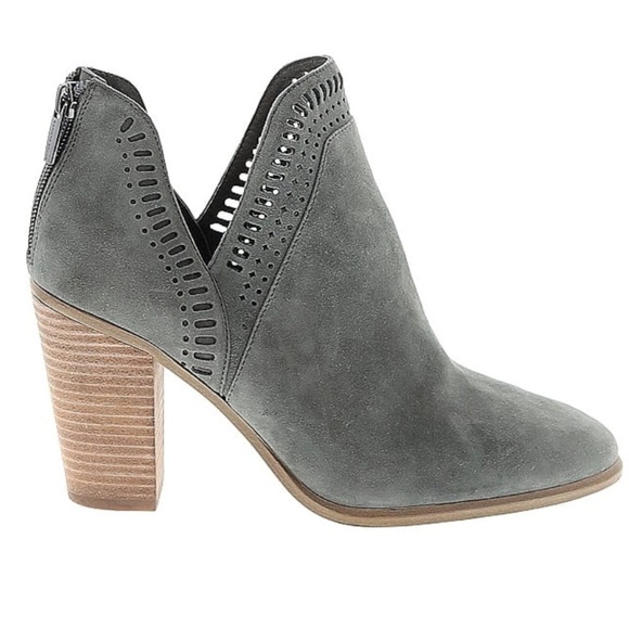 Vince Camuto Gray Suede Cutout Ankle Booties | Size 5 - Picture 1 of 6